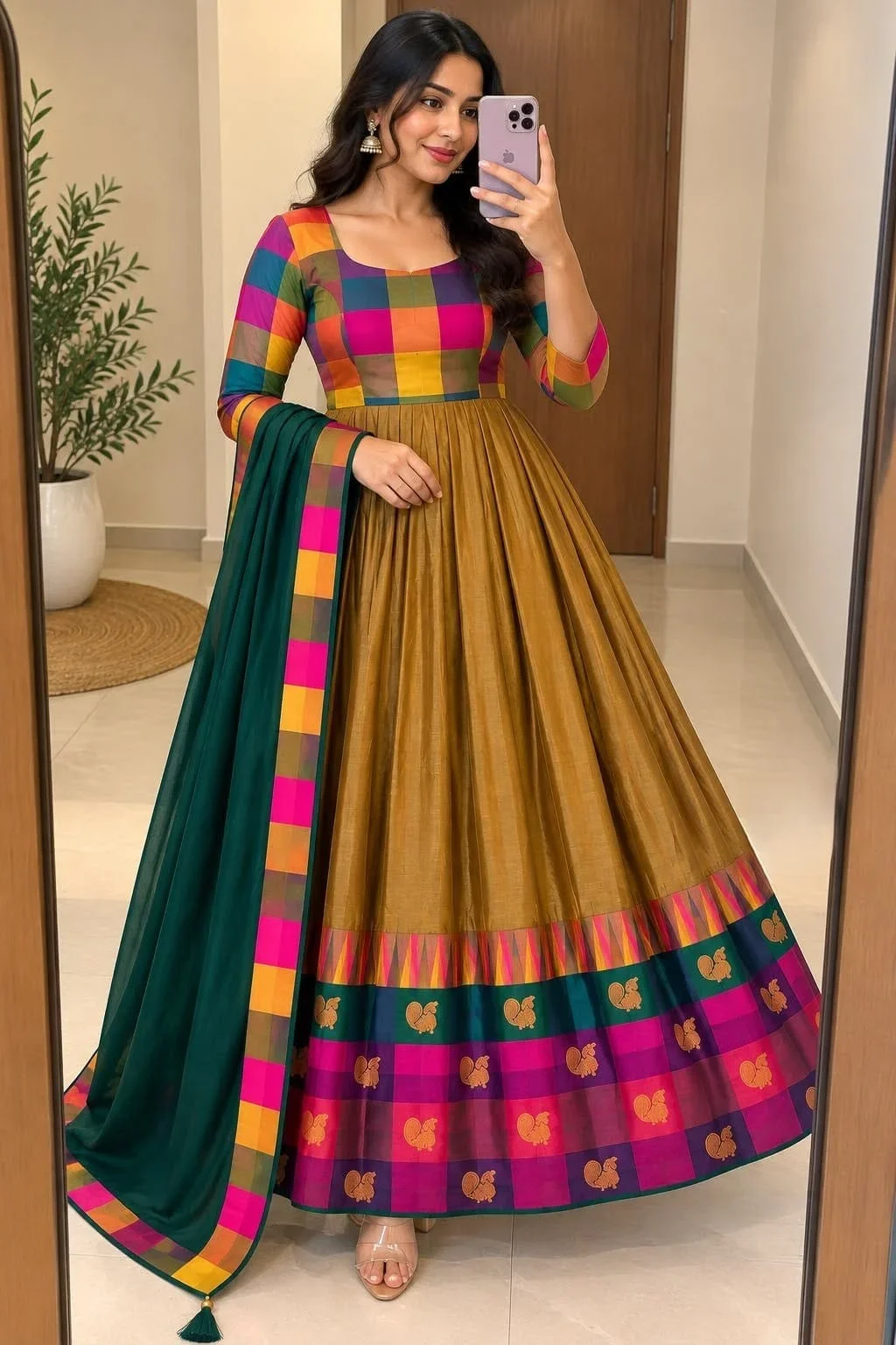 Cotton Spun Silk Anarkali